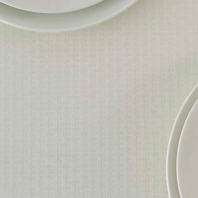 maxmill Rectangle Tablecloth Weaved Pattern Waterproof Spillproof Wrinkle Free Table Cloth, Kitchen Dining Tabletop Decoration, Fabric Table Cover for Holiday Parties, 52 x 70 Inch, Ivory