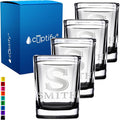 Personalized Shot Glasses Set of 4 Initial and Name 2oz Black Bottom Etched Square Shot Glass Engraved with Custom Text Birthday Gift for Men and Women