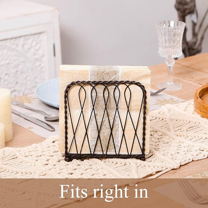 NIKKY HOME Vintage Intertwined Metal Napkin Holder Decorative Upright Tissue Dispenser - Black