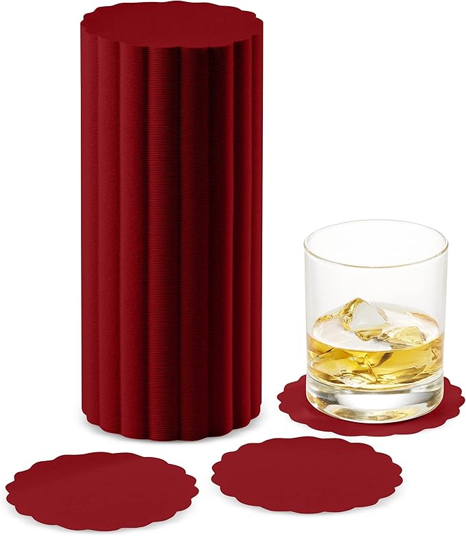 Disposable Burgundy Paper Coasters for Drinks, 3.5 Inch Round Coasters for Bar, Cocktail, Beverage, Wine Or Event, 500 Pack Bulk