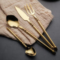 Gold Silverware Set for 16 Durable 18/10 Stainless Steel Flatware Set Creative Styles 64 Piece Modern Cutlery Tableware Utensils Set for Home Kitchen Wedding Restaurant Knives forks and Spoons