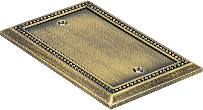 Henne Bery Sunken Pearls Heavy Duty Decorative Wall Plate Switch Plate Outlet Cover (Single Blank, 2 Pack, Antique Brass)