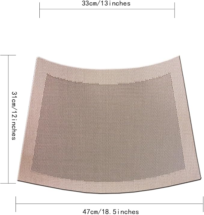 Wedge Placemats for Round Dinner Table Woven Vinyl Wipe Clean Non Slip Plastic Table Mats Set of 6（Champagne）