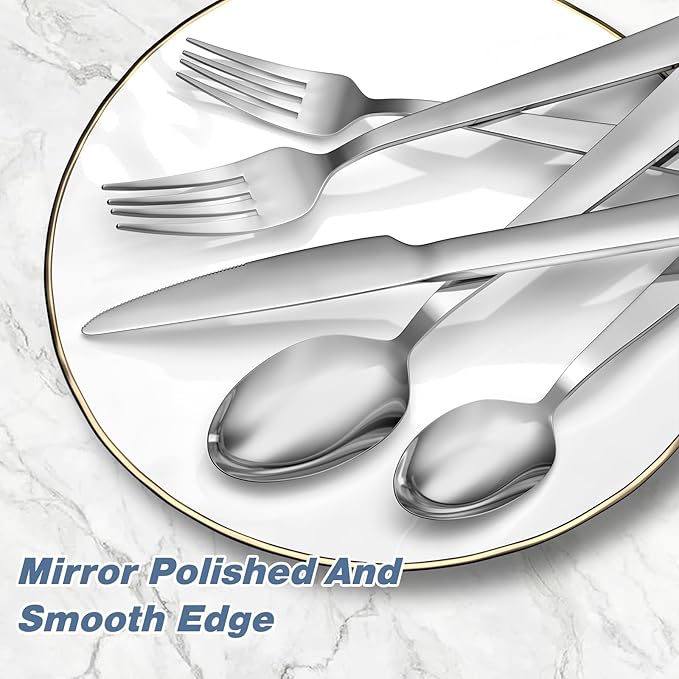 40 Piece Silverware Set For 8,Stainless Steel Flatware,Tableware Set Include Spoons/Forks/Knives,Yoehka Mirror Polished Cutlery/Utensil Set For Home Kitchen Restaurant Hotel,Dishwasher Safe