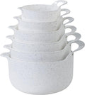 COOK WITH COLOR Nesting Plastic Mixing Bowl Set with Pour Spouts and Handles, Speckled White, 6 Piece Non-Slip