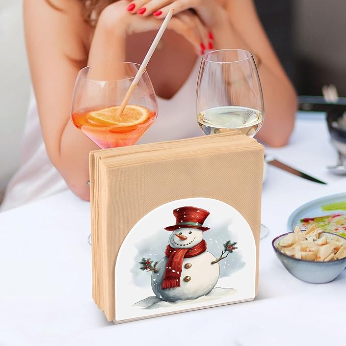 Napkin Holder Christmas Snow Crystal Clear Acrylic Napkin Holders Paper Napkin Holder Dining Table Dispenser for Kitchen Restaurant Home Decor Bar Accessories