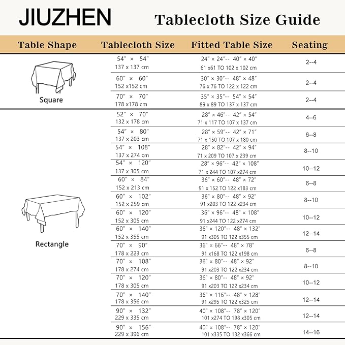 JIUZHEN Rectangle Table Cloth Faux Linen Farmhouse Tablecloth Wrinkle and Stain Resistant Decorative Fabric Table Cover for Kitchen, Dining Room, Parties and Camping, Beige, 60 x 120 Inch