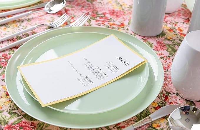 [30 Pack 8.6''] Mint Green Plastic Party Plates Edge Collection Premium heavyweight Elegant Disposable Tableware Dishes