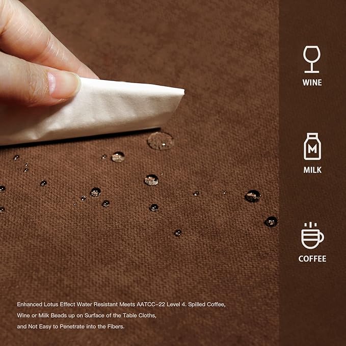 BALCONY & FALCON Rectangle Tablecloth Washable Wrinkle Resistant and Water Proof Table Cloth Decorative Linen Fabric Tablecloths for Dining Parties Kitchen Wedding and Outdoor Use (Brown, 55x70)