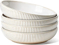 LE TAUCI Pasta Bowls 46oz, Large Salad Bowl, Ceramic Embossment Stoneware Serving Plate Bowl for Fruits, Noodle, Dinner, House-warming Wedding Present - 9 Inch, Set of 4, Arctic White