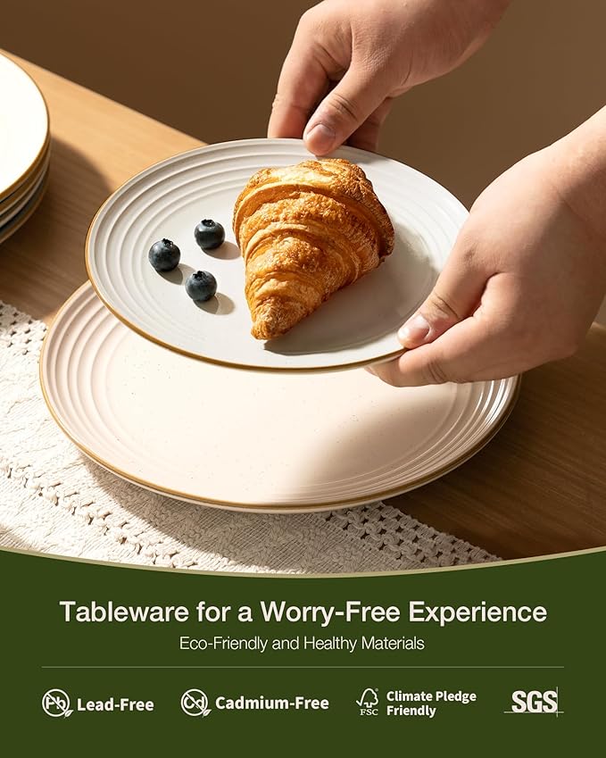 Famiware Jupiter Dinnerware Set, Plates and Bowls Dish Sets for 4 (12 Pieces), Microwave and Dishwasher Safe Stoneware Speckled Tableware, Chip and Scratch Resistant, Multi-color