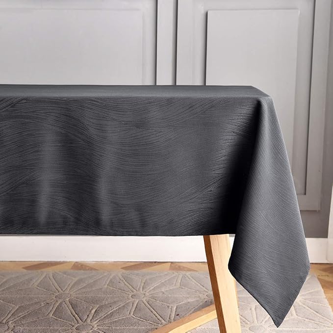 maxmill Square Table Cloth Swirl Design Water Proof Wrinkle Free Heavy Weight Soft Tablecloth Decorative Fabric Table Cover for Outdoor and Indoor Use Square 60 x 60 Inch Charcoal