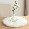 Round Fur Placemats Set of 2, Washable Faux Fur Fluffy Table Small Place Mats Decor for Home Table Dresser Party Decoration Table Runner (11.8 inch, White)