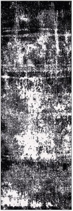 Keen Home Design Area Rugs - 2x20 Non-Shedding, Abstract Rugs for Kitchen, Living Room, Bedroom, Dining Room, Entryway - Size: 2'8" x 20', Abstract Black