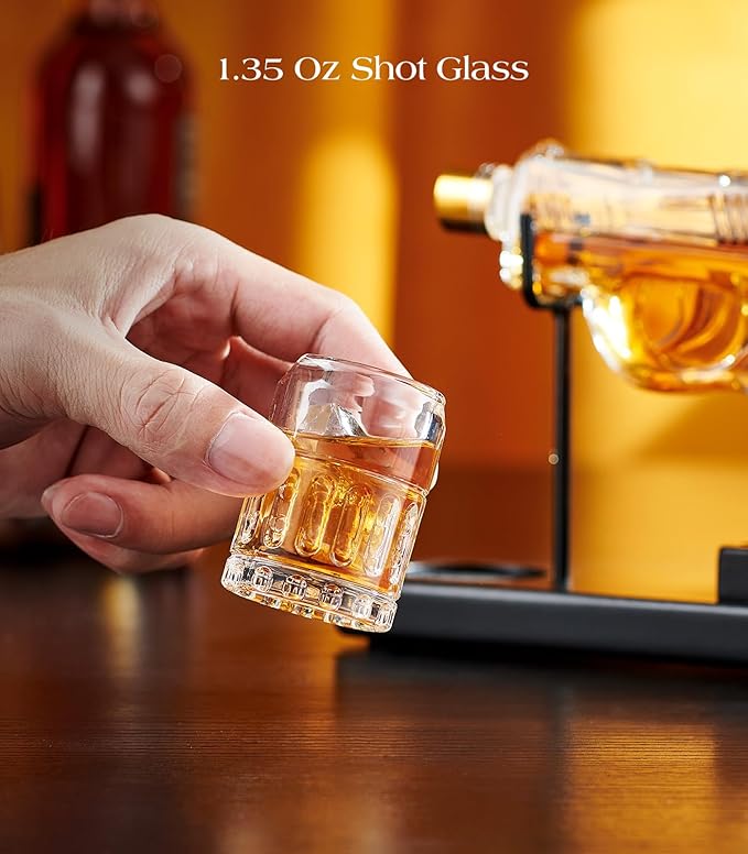 Birthday Gifts for Men Dad, Kollea Gun Whiskey Decanter Sets for Men, Shot Glass, Funny Gift Idea for Him Brother, Liquor Dispenser for Bar, Alcohol, Anniversary, Military Present, Cave, New Year