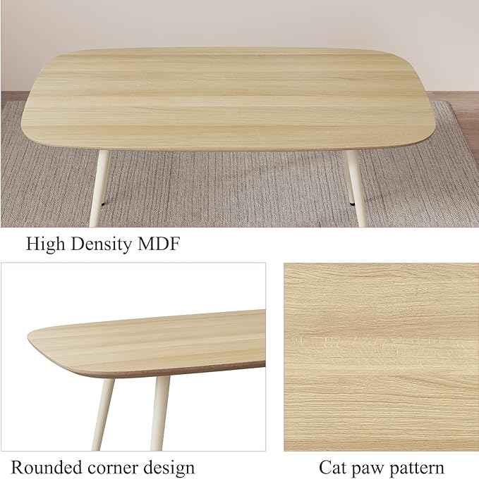 47.2'' Dining Table Set for 4,Modern Wood Dining Table,Leather Dining Chairs 4,Table and Chairs Set of 4,Ideal for Kitchen Dining Room (Cat Scratch Table + 4 White Chairs, 47.2")