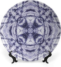 Ceramic Plates, Abstract Decorative Ceramic Plates, Modern Art Generated Resisting Twisting Fractal, 10 Inch, Household Plates Decorative, Lavender Blue Indigo