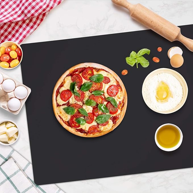 Gartful Extra Large Silicone Mats for Countertop, 28" by 20" Multipurpose Mat, Counter Table Protector, Desk Saver Pad, Placemat Nonstick Nonskid Heat-Resistant Pad, Black, 2PCS