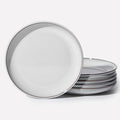 Salad Plates Set of 6, Microwave Safe Plates for Dessert, Appetizer, Scratch Resistant and Dishwasher Safe, Moonstone White