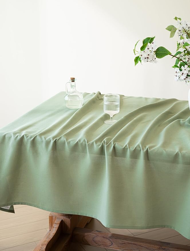 Sage Green Linen Table Cloths for 8 Foot Rectangle Tables Farmhouse Neutral Tablecloth Rectangular Kitchen Decoration Dining Table Cover Washable 60x120
