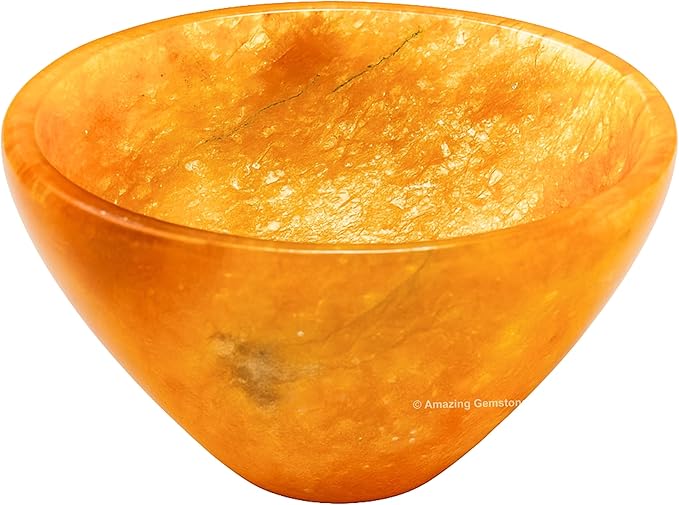 Golden Quartz Crystal Bowl - 2 Inch Decorative Bowls for Room and Home Decor - Gemstone Healing Crystals for Elegant Display, Positive Energy Balance and Gift