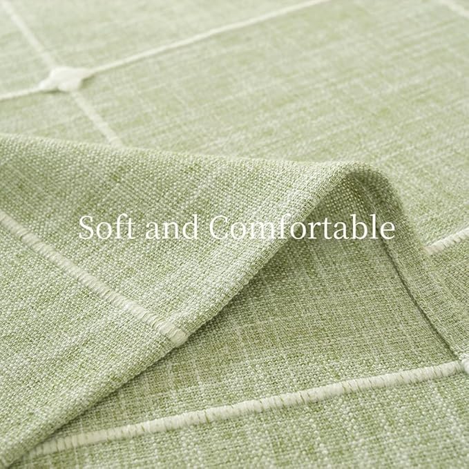 Zobesta Plaid Green Table Cloth Rectangle Table 60 x 120 Inch, Heavy Weight Washable Farmhouse Soft Boho Linen Tablecloth Rectangle for Outdoor, Party, Holiday, Picnic, Dining