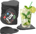 12 Pcs Slate Drink Coasters Bulk,4X4 Inch Black Slate Stone Coasters for Office, Home Decor,Laser Engraving Blanks with Anti-Scratch Bottoms for Coffee Bar Kitchen Heart