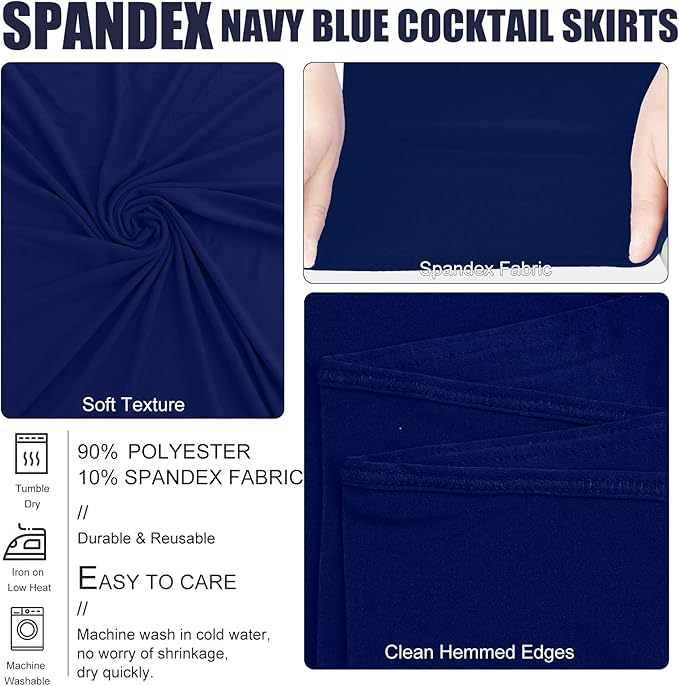 4 Packs 32 x 43 Inch Spandex Round Cocktail Table Skirts Stretch Cocktail Table Covers Fitted High Top Tables for Wedding Bar Party Banquet (Navy Blue)