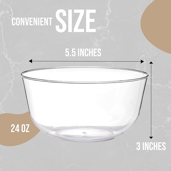 Trendables Plastic Bowls Disposable Bowls 24 Oz Set Of 50 Clear Modern Plastic Serving Bowls Perfect For Parties And Events