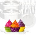 800 Pcs Clear Plastic Dessert Plates with Forks Include 400 Disposable Appetizer 6 Inch Plates 400 Plastic Forks Round Cake Salad Bulk Serve 400 Guests for Christmas New Year Wedding Birthday Party