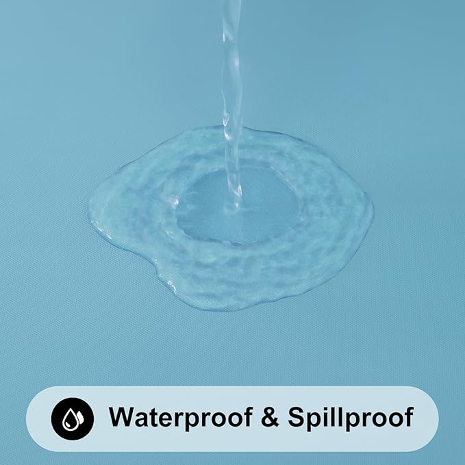 Smiry Rectangle Tablecloth, Elastic Fitted Flannel Backed Vinyl Tablecloths for 4ft Folding Tables, Waterproof Wipeable Table Covers for Indoor, Outdoor, Picnic and Camping (Aqua, 30"x48")