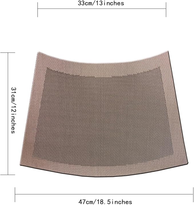 Shape Placemats for Round Dinner Table Woven Vinyl Wipe Clean Non Slip Plastic Table Mats Set of 6（Brown）