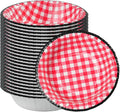 50 Pcs Small Paper Bowls 8 oz Red Gingham Bowls Disposable Microwave and Freezer Safe Checkered Bowl for Ice Cream, Snack, Salad, Buffalo Plaid Birthday Party Supplies (Red)
