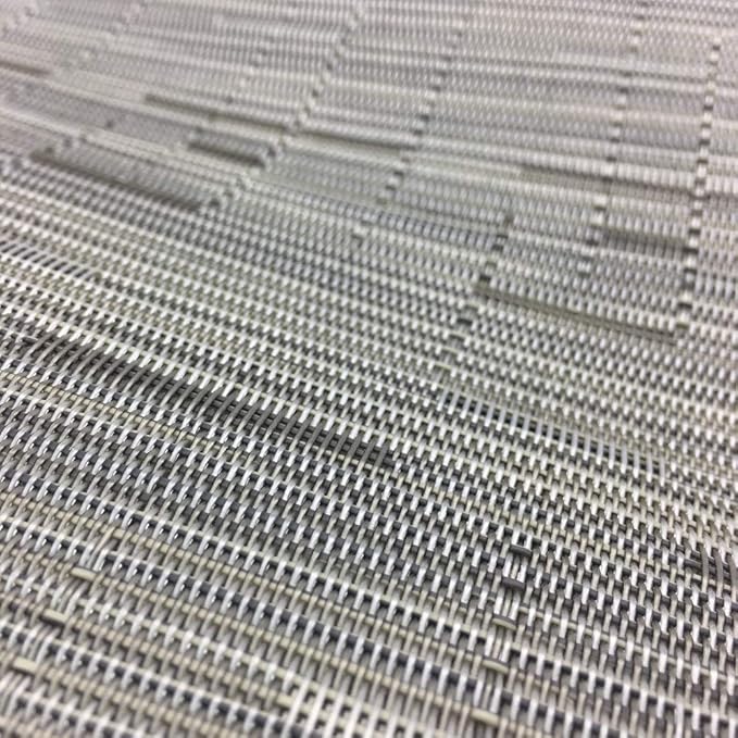 Red-A Woven Vinyl Placemats for Dining Table Durable Heat Resistant Washable Placemats for Round Table Wedge Shaped Placemats Set of 4,Silver Gray