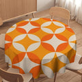 Retro Mid Century Round Tablecloth, Abstract Geometric Mid Century Colorful Pattern Print Tablecloth for Home Party Dining Room Kitchen Decor 60Inch(152cm)