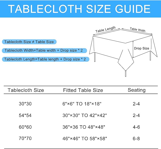 Hiasan 2 Pack Faux Linen Square Tablecloth - Wrinkle and Stain Resistant Washable Table Cloth for Kitchen Dining Room Holiday Table Cover for Party Dinner, White, 60 x 60 Inch
