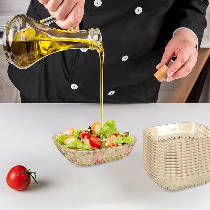 Clear Plastic Bowls, 24 Pack 22 Oz Plastic Serving Bowl Salad Serving Bowl Fruit Salad Bowl For Party Wedding Birthday Snack Fruit (Gold)