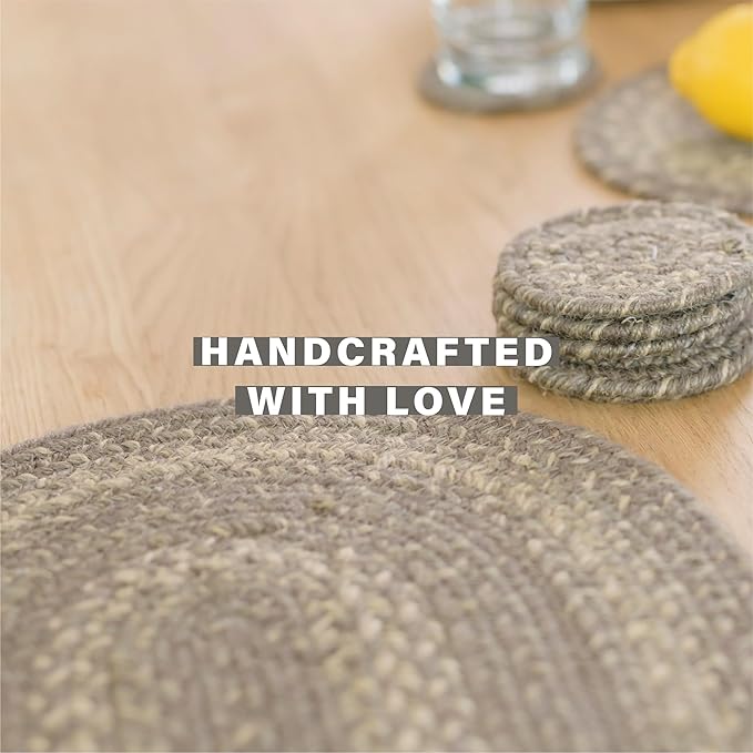Homespice Grey Cloud Jute Woven Placemats, Warm Farmhouse Decor, Set of 4, Grey 13x19 Rectangle Table Mats - Vibrant Colors, Durable, Easy to Clean and Protects Furniture