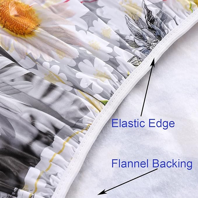 Walrus Round Vinyl Fitted Tablecloth with Flannel Backing Elastic Edge Design Table Cover Waterproof Oil-Proof PVC Table Cloth Stain-Resistant Best for 32"-36" Round