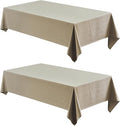 2 Pack Rectangle Tablecloth, 60x84 inch, Water Resistant Wrinkle Free Linen Textured Table Cloth Washable, Decorative Fabric Table Cover for Dining, Party and Camping, Mocha