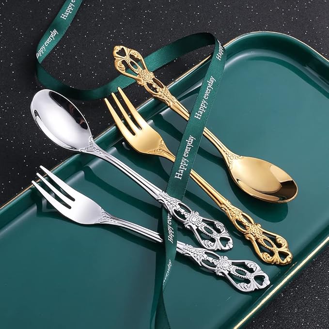 Gold Silverware Set for 14 Stainless Steel Flatware Set Palace Style Hollow Relief Decoration 56 Piece Cutlery Utensils Include Knives Forks and Spoons Tableware Set for Home Kitchen Restaurant Party