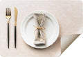 DOLOPL Placemats Set of 4 Reversible Dual-Color Table Placemats –Heat Resistant Wipeable & Washable Place Mats, Luxury Faux Leather Table Mats for Vintage Dining Table Decor (Beige&Light Grey)