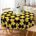 Laeacco 24 Inch Geometric Round Tablecloth Black and Gold Abstract Pattern Modern Art Print Table Cloth Washable Waterproof Wrinkle Free Table Cover for Kitchen Dining Picnic Party Decoration