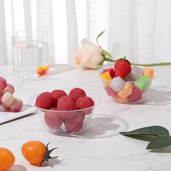 300 Packs 8.5 oz Clear Plastic Bowls Disposable Plastic Bowls for Parties Weddings Serving Container for Candy, Soup, Dessert, Salsa, Ice Cream, Popcorn, Chip