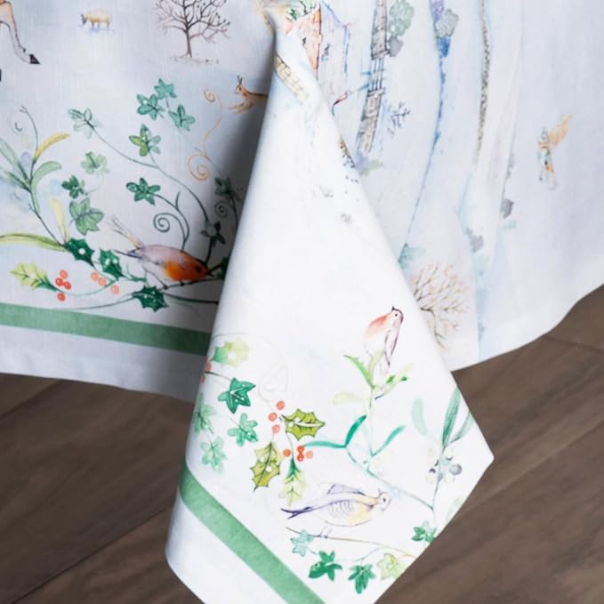 Maison d' Hermine Table Cloth Rectangle Table 100% Cotton 70 x 108 Inches Fall Tablecloth Reusable Everyday Use for Thanksgiving Christmas Decorations Dining Farmhouse Party (Snowy World)