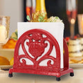 Napkin Holder for Table - Vintage Farmhouse Kitchen Restaurant Cast Iron Napkin Holder for Dinner Cocktail Paper Napkins, Red