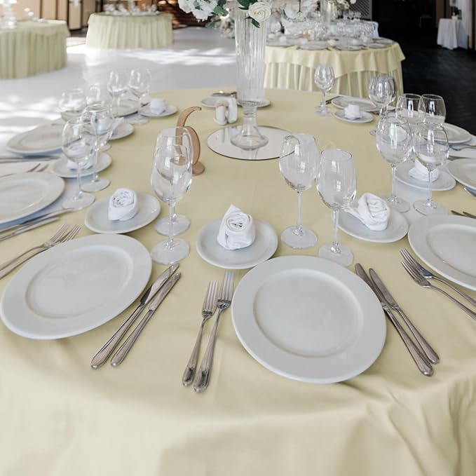 Fitable 6 Pack Ivory Round Table Clothes - 90 Inches in Diameter - Stain Resistant and Washable Tablecloths, Polyester Fabric Table Covers for Wedding, Party, Banquet, Gathering