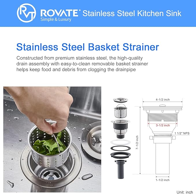 ROVATE 20 x 16 inch Drop-in Kitchen Sink Single Bowl, Topmount Kitchen Sink Handmade, 304 Stainless Steel Overmount Kitchen or Bar Sink with Basket Strainer, 20 x 16 x 9 inch
