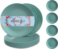 Flat Dinner Plates Set of 8 Alternative for Plastic Plates Microwave and Dishwasher Safe Wheat Straw Plates for Kitchen Unbreakable Kids Plates(Green,9 inch)