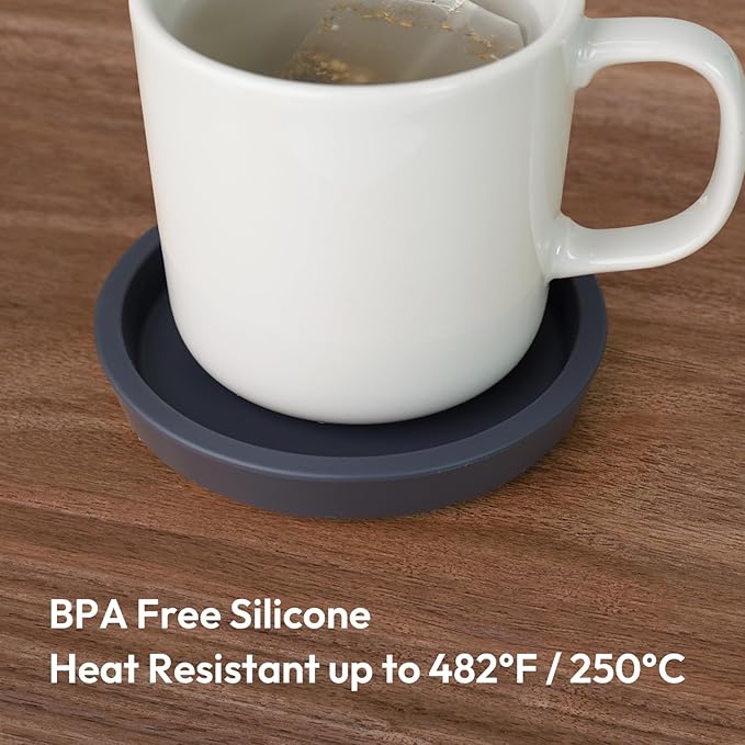 Carrotez Thick Silicone Coasters for Drinks, Round Bulky Cup Coasters for Coffee Table, Desk, Set of 2 - Black